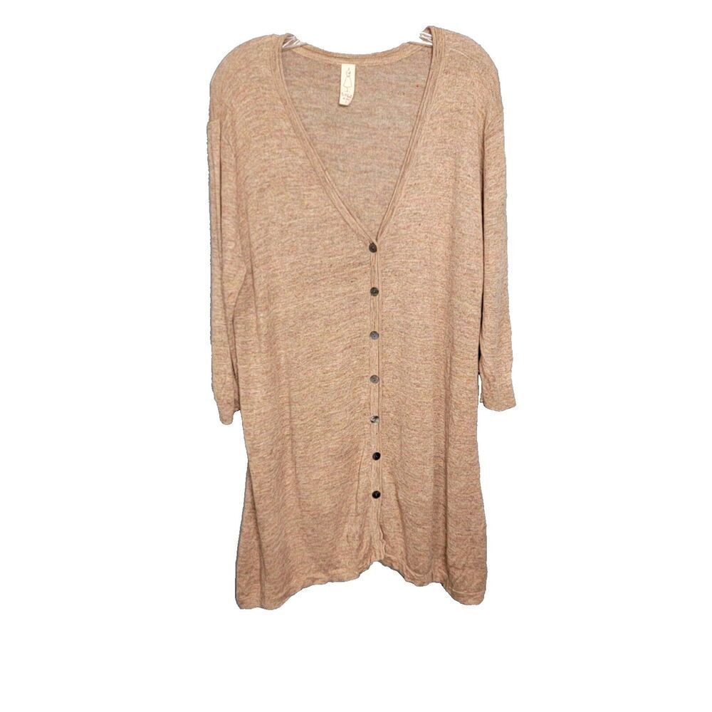 Chalet et Ceci Linen Longline Cardigan Size 3/ (xl/1x) Pink Coral Lagenlook